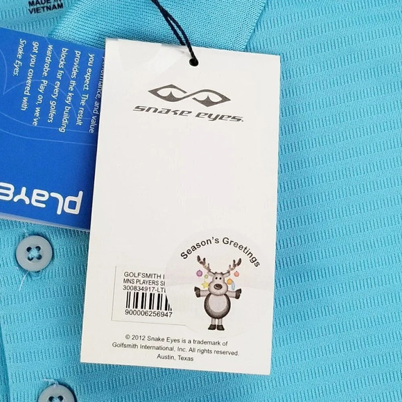 Snake Eyes Large Players Embroidered Sleeve Logo Blue Men's Short Sleeve Polo - Picture 6 of 12